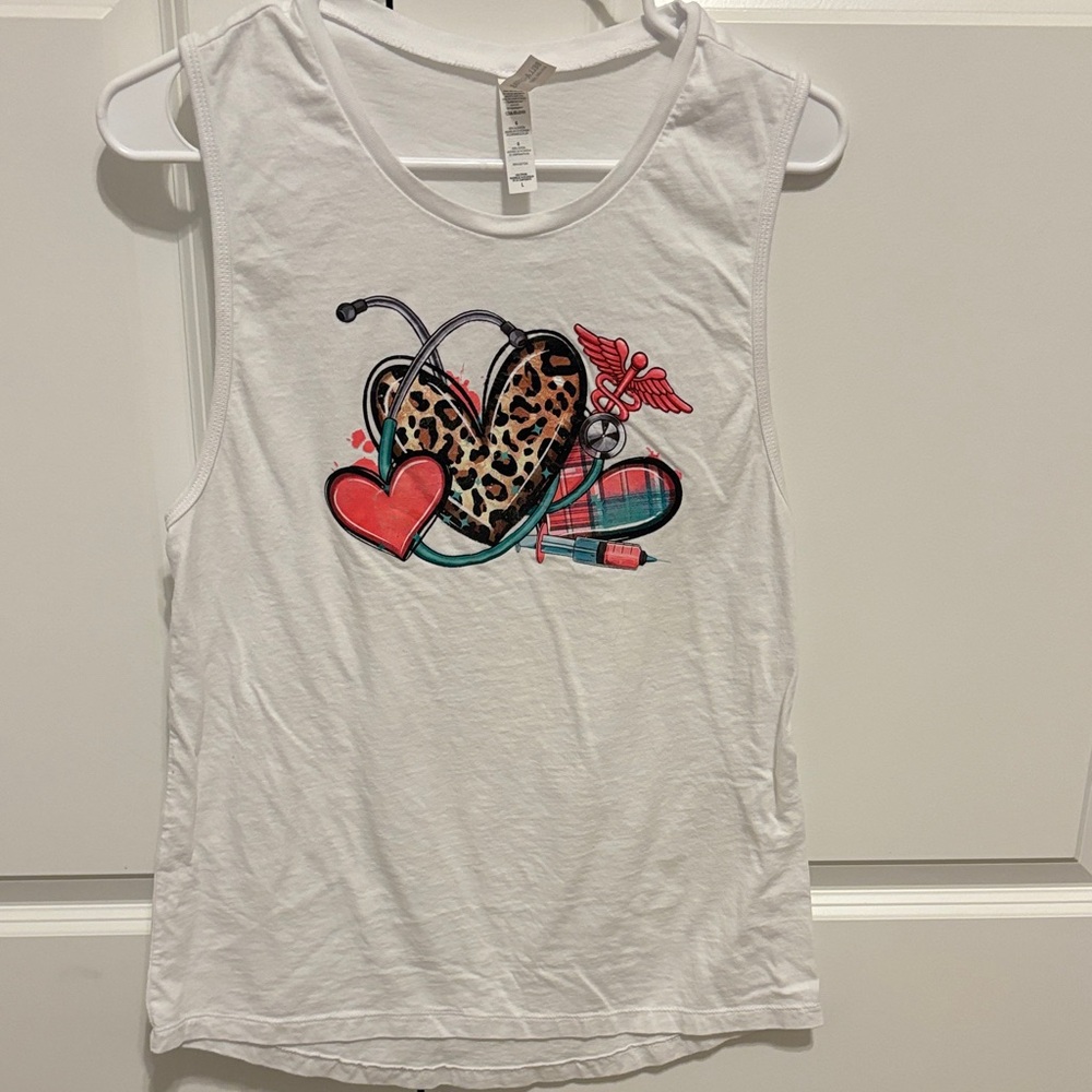 Bella Canvas Tank Top with Heart and Medical Print
